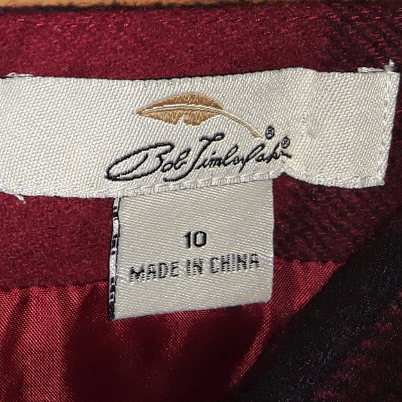 Bob Timberlake SZ 10 Red Plaid Wool BlMini Skirt Zipper Pockets Band Waist Lined - Picture 6 of 7